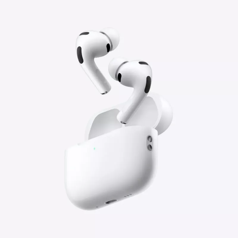 Peakomplekt Apple AirPods Pro (3. põlvkond) — tõeline juhtmevaba kõrvasisene, H2-kiip, IP57, USB-C laadimisümbris, ANC, läbipaistvus