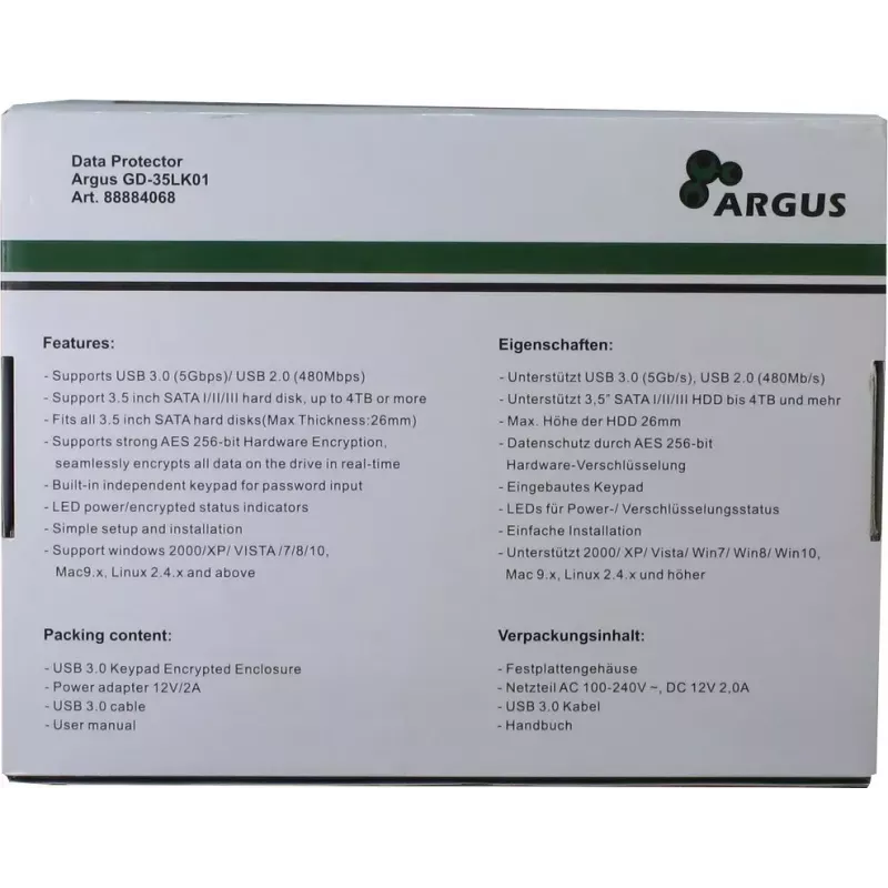 HDD korpus Inter-Tech Argus GD-35LK01 must 3.5 tolli