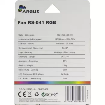 Inter-Tech RS-041 RGB ventilaator 12 cm must