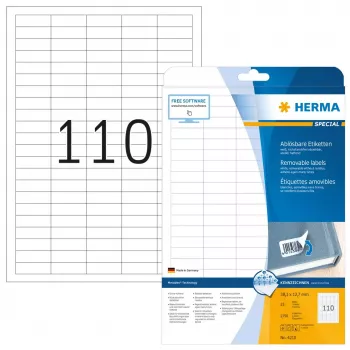 Isekleepuv printerisilt HERMA Removable labels A4 38,1x12,7 mm