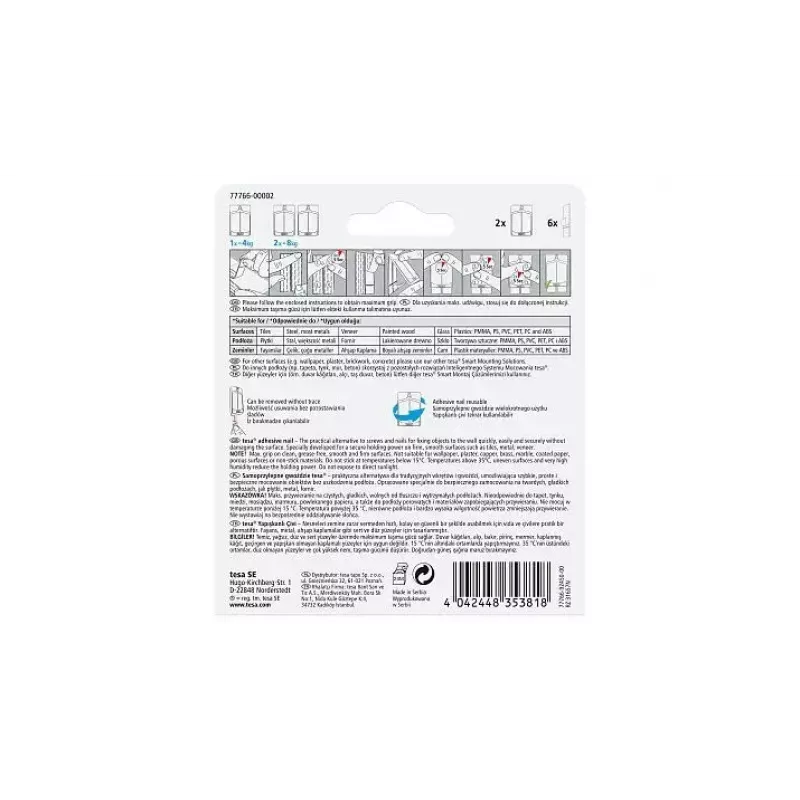 Universaalne konks TESA 77766 Indoor Valge 2 tk