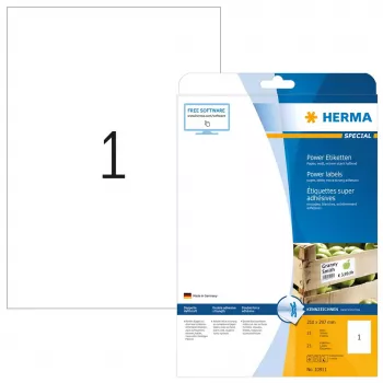 Isekleepuv printerisilt HERMA Labels A4 210x297 mm valge eriti tugev nakkuvus paber matt 25 tk