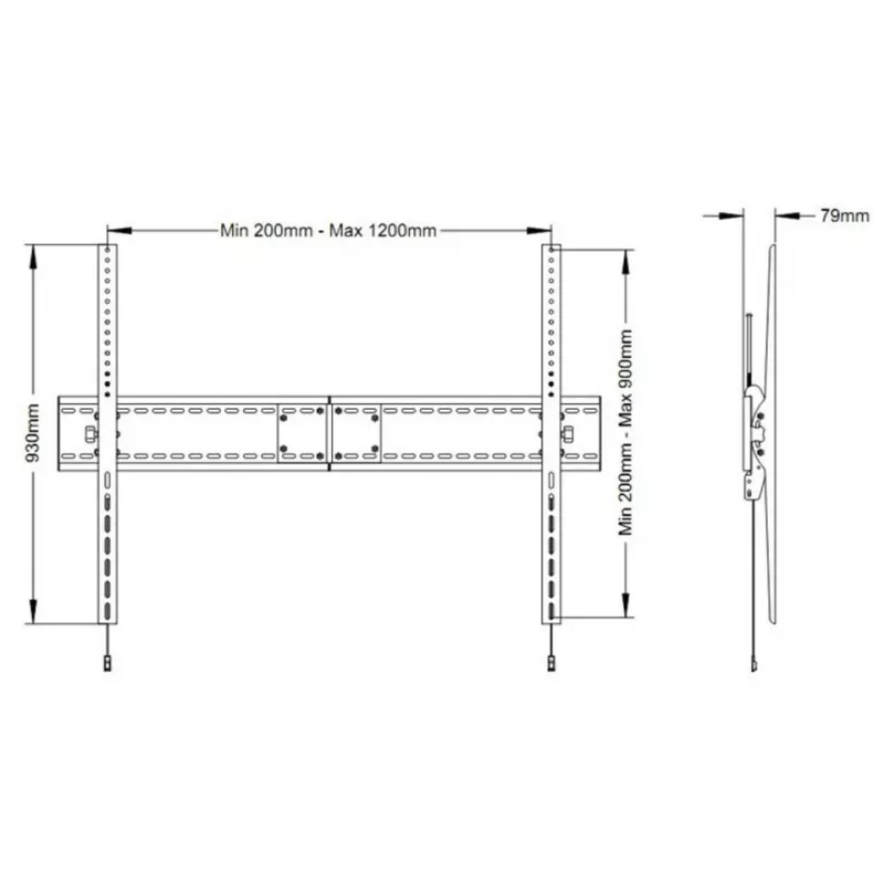Seinakinnitus Multibrackets M Universal Tilt SD MAX 63–110-tollistele ekraanidele, VESA 200x300–1200x900, max koormus 125 kg