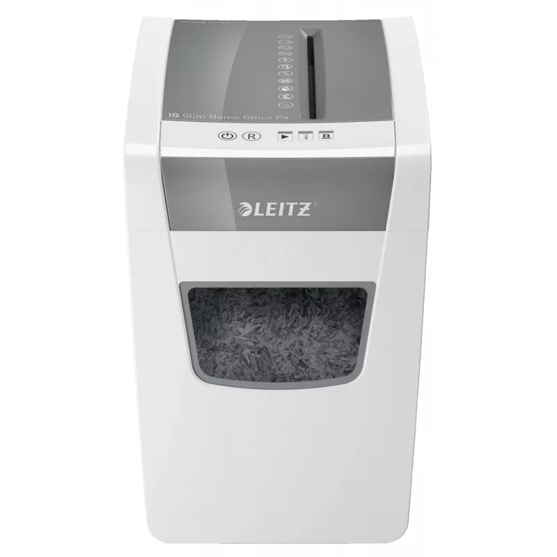 Leitz IQ õhuke kodukontori paberipurustaja P4, ristlõikus, 22 cm, 4 x 28 mm, 23 L, 225 lehte, 58 dB