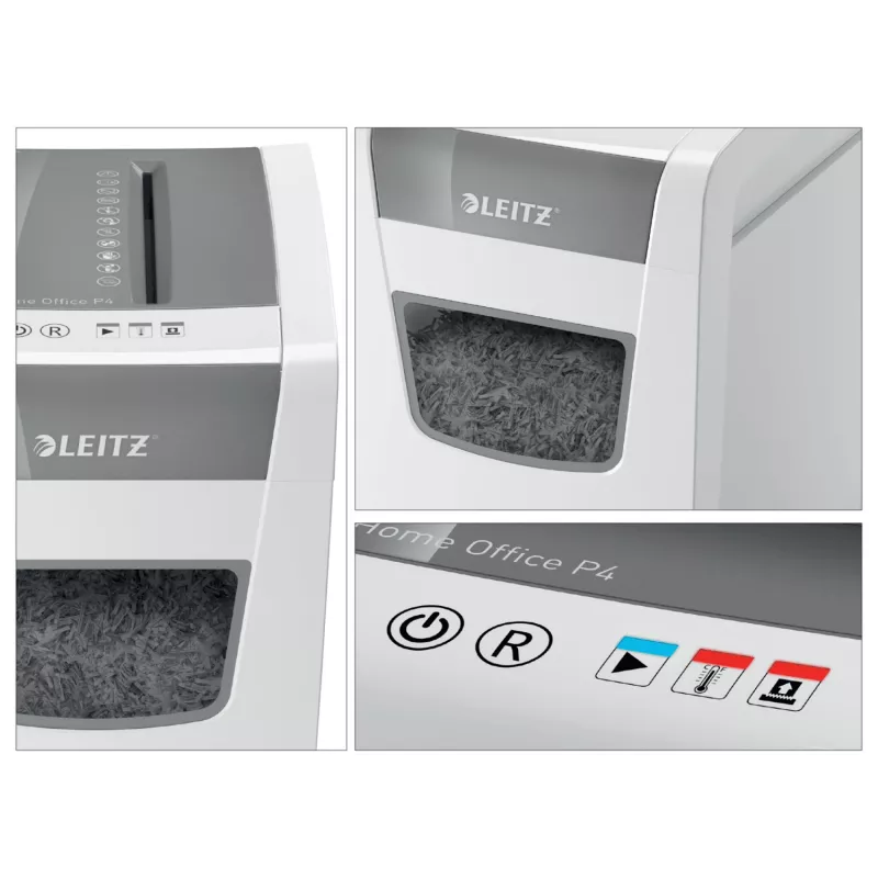 Leitz IQ õhuke kodukontori paberipurustaja P4, ristlõikus, 22 cm, 4 x 28 mm, 23 L, 225 lehte, 58 dB