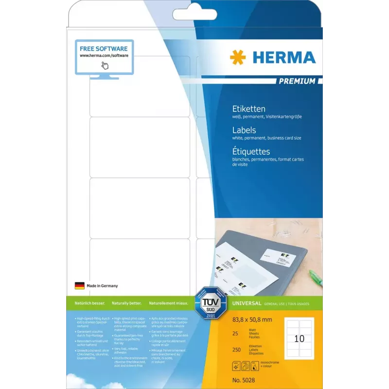 Isekleepuv printerisilt HERMA Labels Premium A4 83,8x50,8 mm
