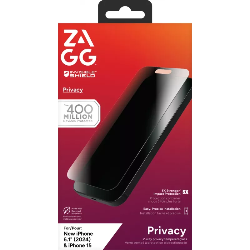 InvisibleShield Glass Elite Privacy Apple iPhone 16/15 ekraanikaitse