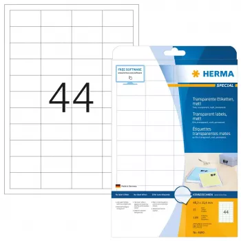 Isekleepuv printerisilt HERMA Labels läbipaistev matt A4 48,3x25,4 mm kile 1100 tk
