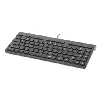 Manhattan õhuke Wired USB Mini klaviatuur, 12 Multimedia/Function Keys, Built-in 1.5 m (5 ft.) USB-A kaabel, Compact, Low-Profile Format, for PC and Laptop, Must