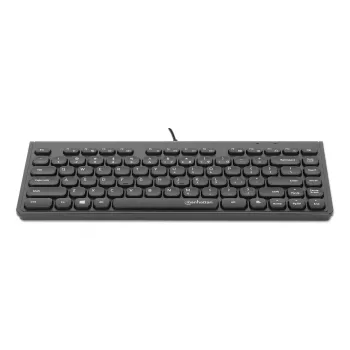 Manhattan õhuke Wired USB Mini klaviatuur, 12 Multimedia/Function Keys, Built-in 1.5 m (5 ft.) USB-A kaabel, Compact, Low-Profile Format, for PC and Laptop, Must