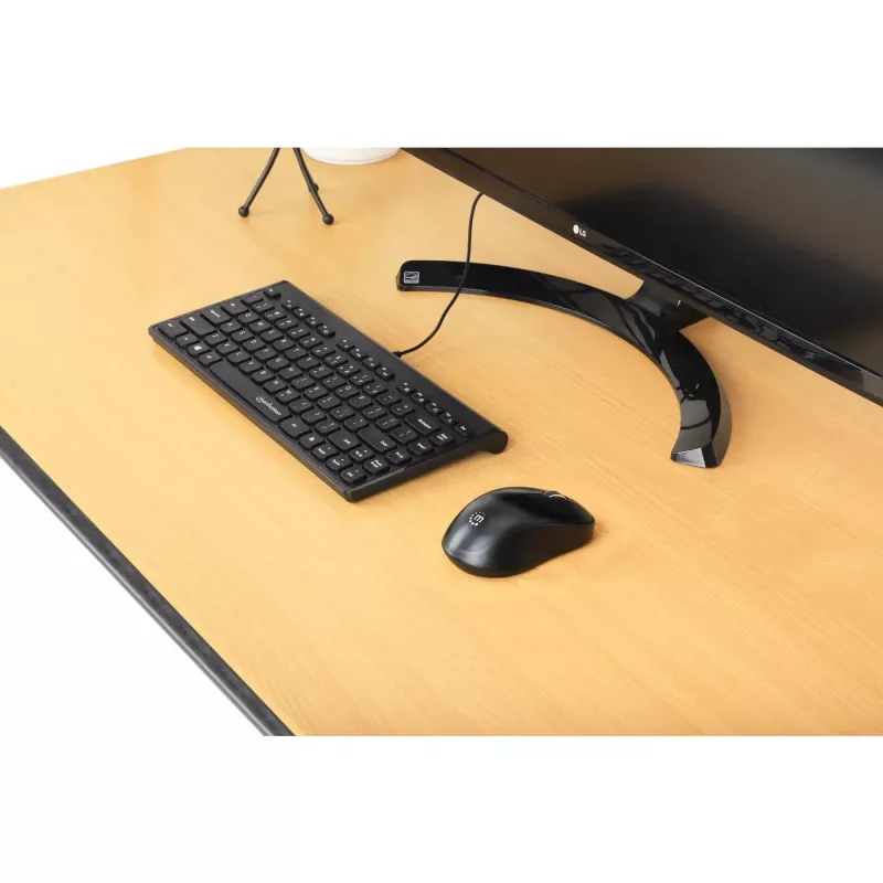 Manhattan õhuke Wired USB Mini klaviatuur, 12 Multimedia/Function Keys, Built-in 1.5 m (5 ft.) USB-A kaabel, Compact, Low-Profile Format, for PC and Laptop, Must