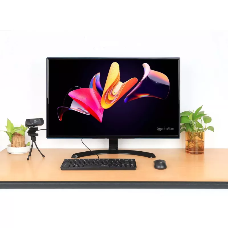 Manhattan õhuke Wired USB Mini klaviatuur, 12 Multimedia/Function Keys, Built-in 1.5 m (5 ft.) USB-A kaabel, Compact, Low-Profile Format, for PC and Laptop, Must