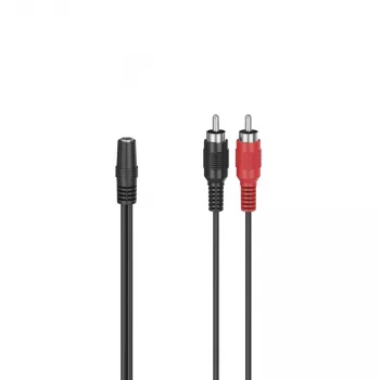 Hama 00205186 audio kaabel 0,1 m 2 x RCA 3,5 mm must, punane