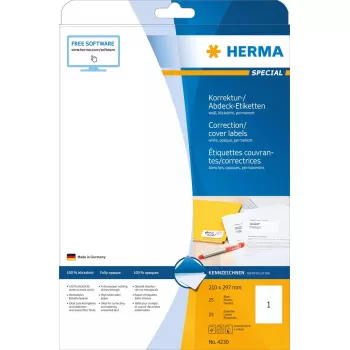 Isekleepuvad sildid HERMA A4 210x297 mm 25 tk
