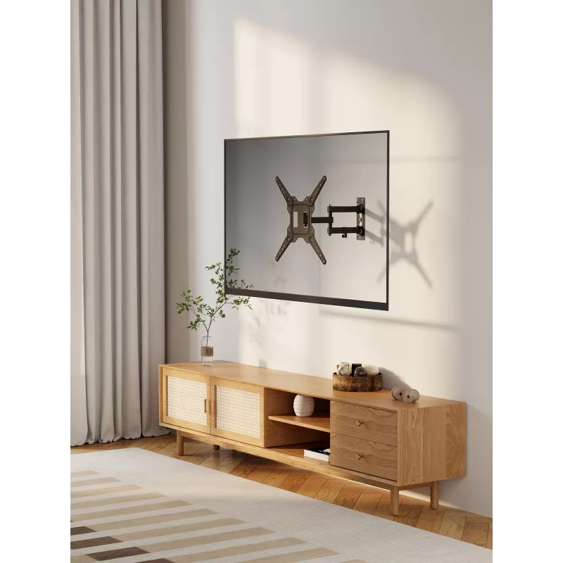 Manhattan seinakinnitus teleritele ja monitoridele (täisliigendiga), ekraanidele 32 tolli kuni 55 tolli, VESA ühilduvus: kõik vahemikus 100x100mm kuni 400x400mm - kontrollige ekraani tagaküljel olevate nelja kinnitusava mõõtmeid, et tagada sobivus, Max 30kg, Must, Kinnitusklamber