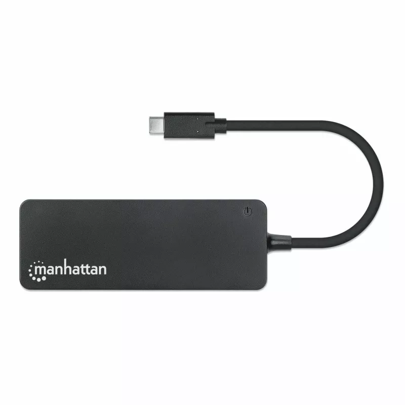 Manhattan USB-C dokk/jaotur, pordid (x7): USB-A (x7), 5 Gbps (USB 3.2 Gen1 ehk USB 3.0), välist toiteallikat pole vaja, universaalne kõigile seadmetele, kaabel 15cm, SuperSpeed USB, must, kolmeaastane garantii