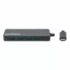 Manhattan USB-C dokk/jaotur, pordid (x7): USB-A (x7), 5 Gbps (USB 3.2 Gen1 ehk USB 3.0), välist toiteallikat pole vaja, universaalne kõigile seadmetele, kaabel 15cm, SuperSpeed USB, must, kolmeaastane garantii