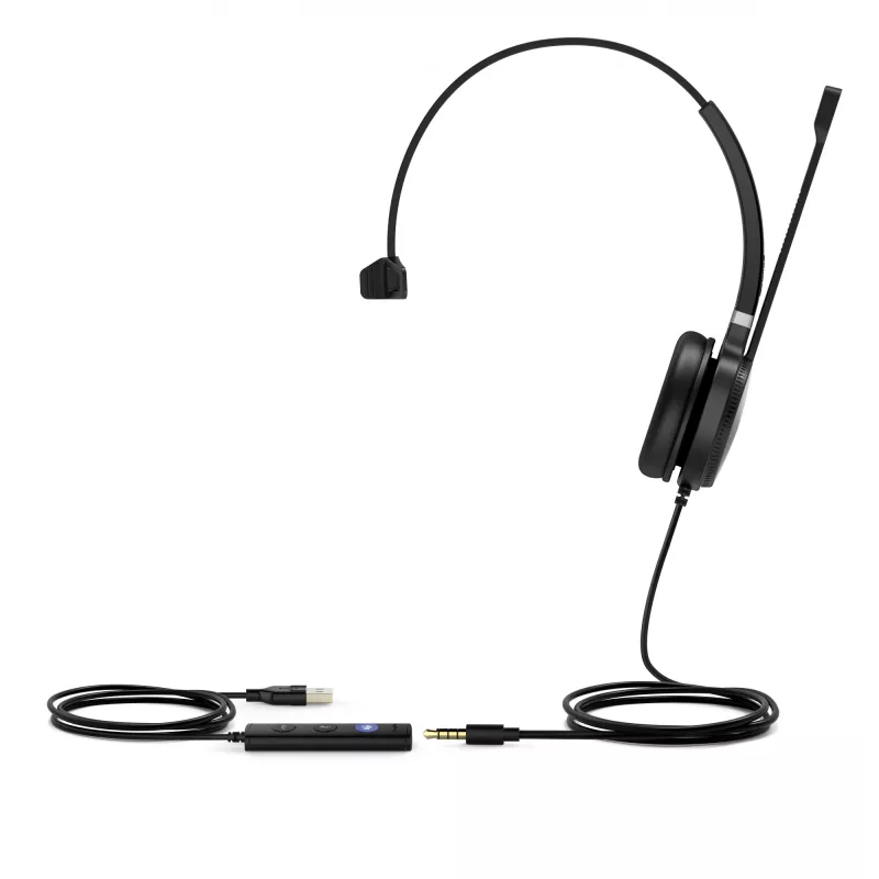 Yealink UH36 Mono Teams Peakomplekt Juhtmega Peapael Kontor/Kõnekeskus USB Type-A Must, Hõbedane