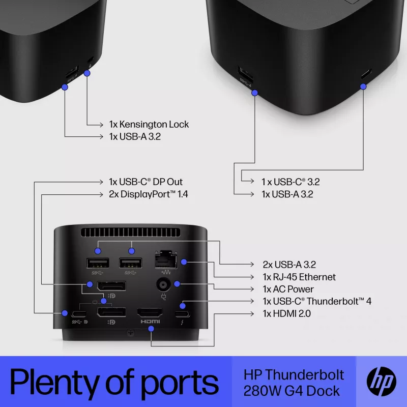 HP Thunderbolt Dock 280W G4 juhtmega dokkimisjaam Thunderbolt 4 must