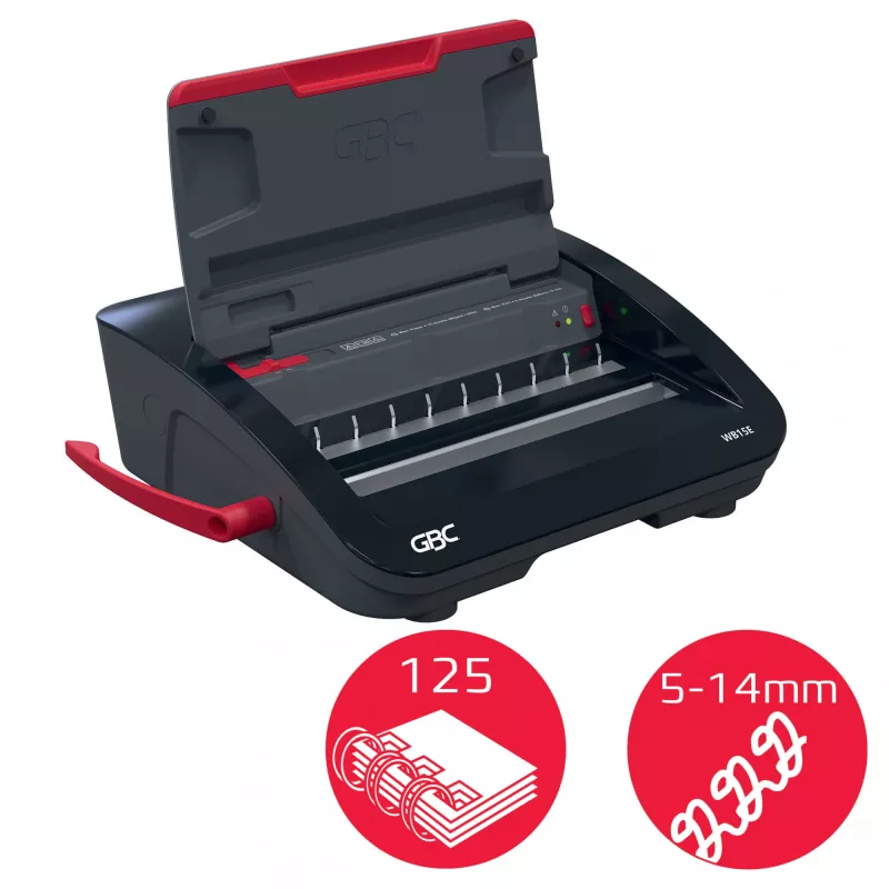 GBC WireBind® WB15E elektriline köitmismasin, traatköitmismasin, elektriline, 125 lehte, must, punane