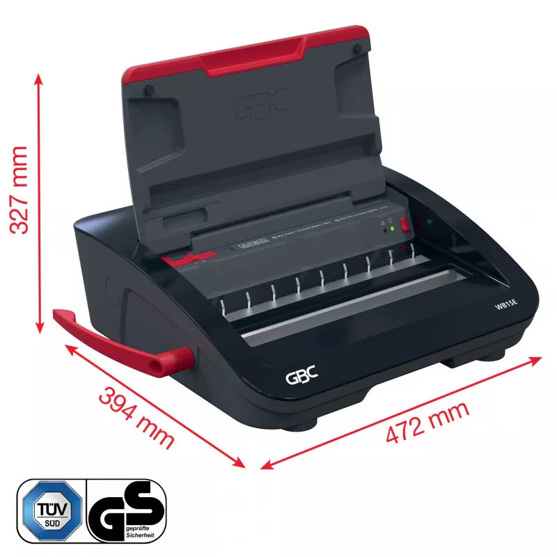 GBC WireBind® WB15E elektriline köitmismasin, traatköitmismasin, elektriline, 125 lehte, must, punane