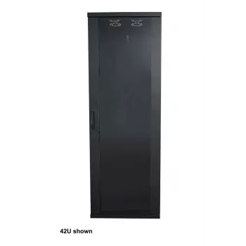 Intellinet 19-tolline võrgukapp - vabalt seisev (Basic), 32U, 600x800mm (laius x sügavus), must, lamepakend, max 600 kg, ühepunktiline ukselukk, üks lukk külgpaneeli kohta, kasutatav sügavus 123 kuni 573 mm, rack, IP20, teras
