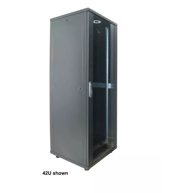Intellinet 19-tolline võrgukapp - vabalt seisev (Basic), 32U, 600x800mm (laius x sügavus), must, lamepakend, max 600 kg, ühepunktiline ukselukk, üks lukk külgpaneeli kohta, kasutatav sügavus 123 kuni 573 mm, rack, IP20, teras