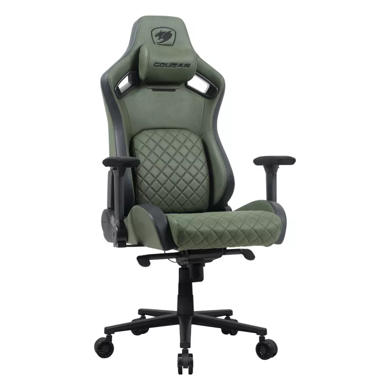 Universaalne mängutool Cougar DEFENSOR S ARMY roheline F — polsterdatud iste, max 150 kg, L 760 × S 690 mm, K 129,5–137 cm