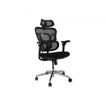 Ergonomic office chair EQUIP 651053 with headrest and armrests, mesh back, padded seat, adjustable height 117–135 cm, width 660 mm, Must