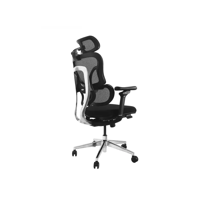 Ergonomic office chair EQUIP 651053 with headrest and armrests, mesh back, padded seat, adjustable height 117–135 cm, width 660 mm, Must