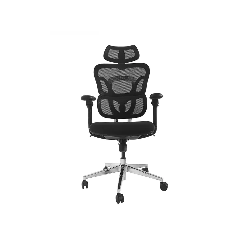 Ergonomic office chair EQUIP 651053 with headrest and armrests, mesh back, padded seat, adjustable height 117–135 cm, width 660 mm, Must