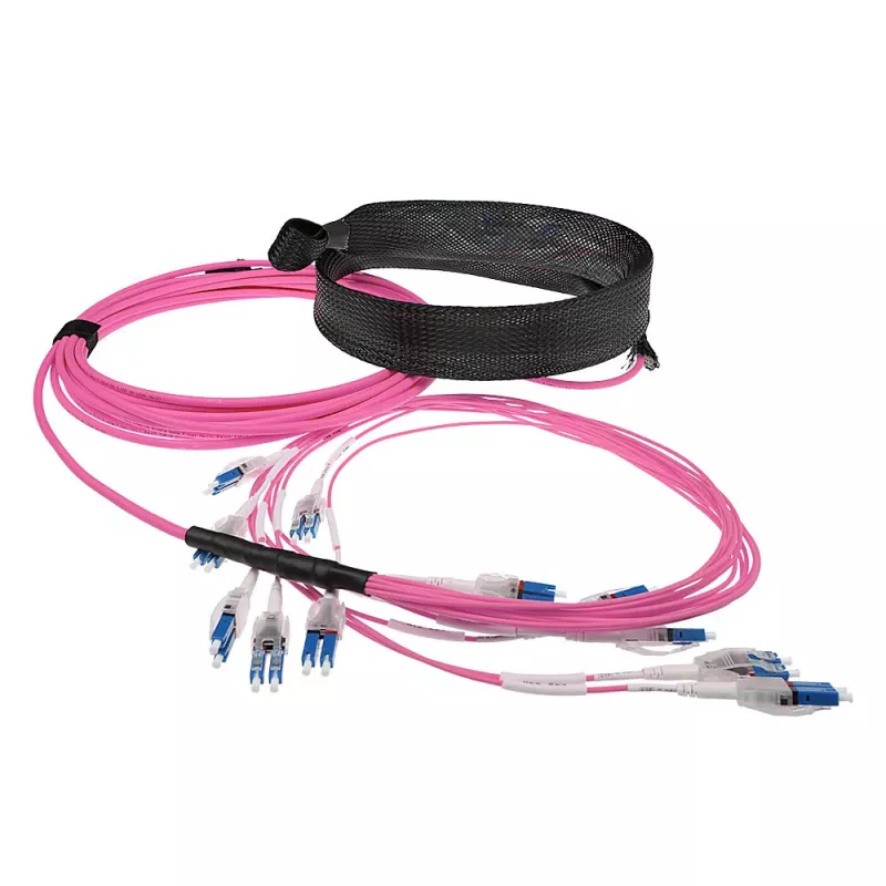 ACT 45 meetrit Multimode 50/125 OM4 eelterminaatoriga fiiberkaabel 24F LC Polaarsus Keerd