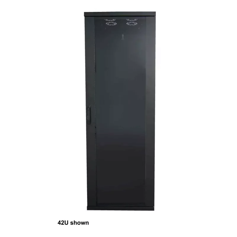 Intellinet 19-tolline võrgukapp – eraldiseisev (Basic), 22U, 600x800mm (laius x sügavus), must, lamepakend, max 600kg, ühepunktiline ukselukk, üks lukk külgpaneeli kohta, kasutatav sügavus 123 kuni 573mm, rack, IP20, teras