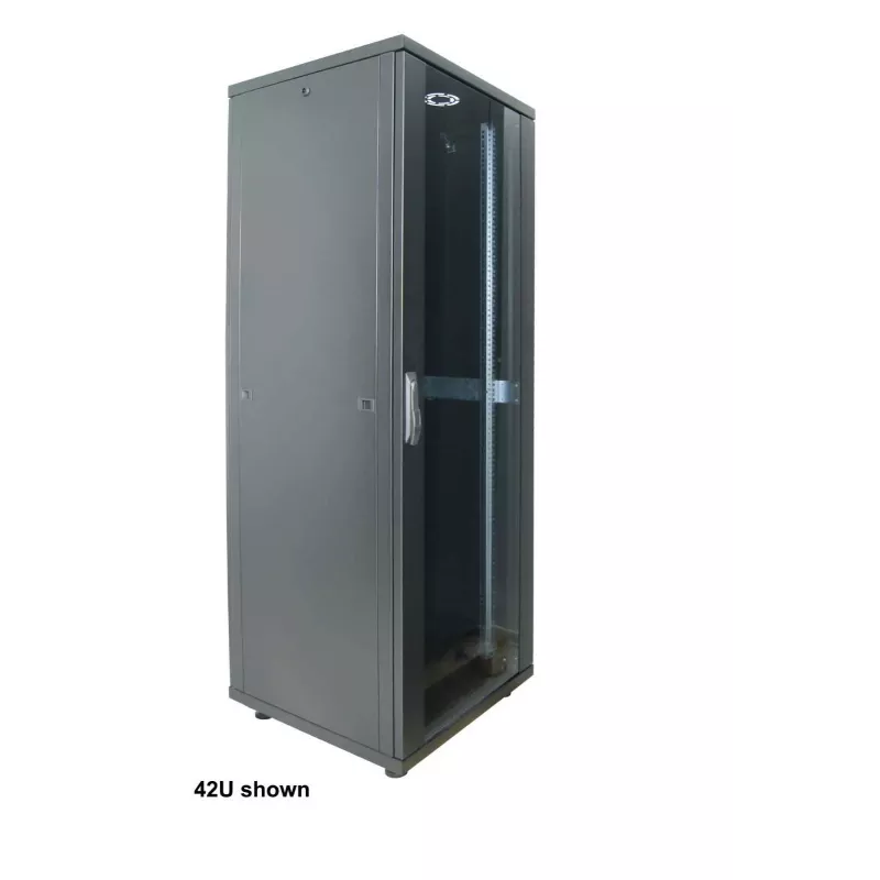 Intellinet 19-tolline võrgukapp – eraldiseisev (Basic), 22U, 600x800mm (laius x sügavus), must, lamepakend, max 600kg, ühepunktiline ukselukk, üks lukk külgpaneeli kohta, kasutatav sügavus 123 kuni 573mm, rack, IP20, teras