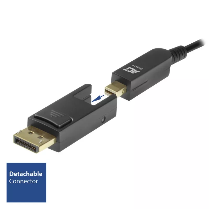 ACT DisplayPort 1.4 aktiivne optiline kaabel 8K 30 meetrit eemaldatava pistikuga