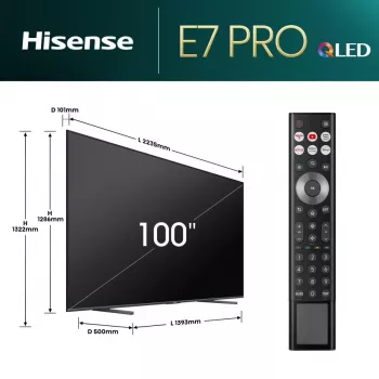 Hisense 100E77NQ PRO 2,54 m (100 tolli) 4K Ultra HD nutiteler Wi-Fi-ga must 500 cd/m²