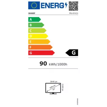 Sharp PN-HY431 digitaalse teadetetahvli lameekraan 109,2 cm (43 tolli) TFT 500 cd/m² 4K Ultra HD Must 24/7