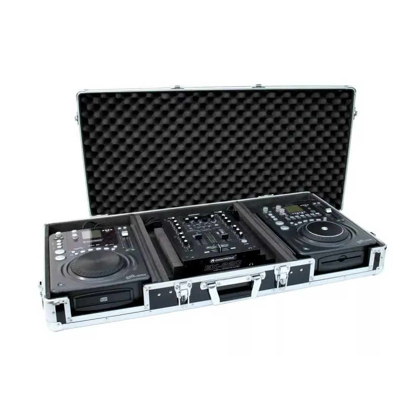 Flight case Roadinger 30125346 DJ-kontroller vineer must hõbedane