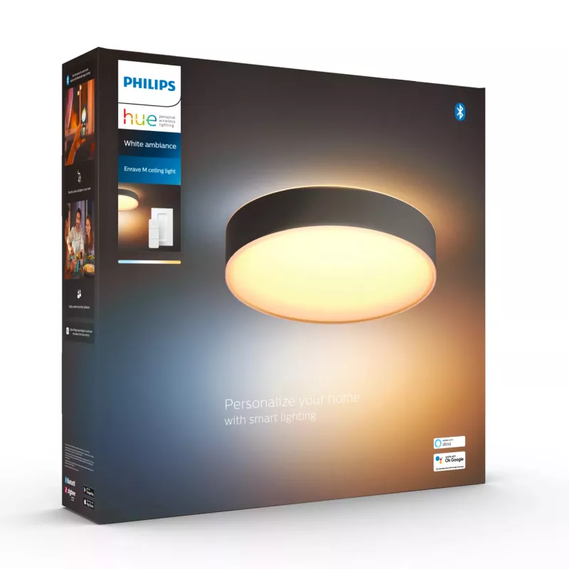 Philips Hue Valge ambience Enrave keskmine laelamp, nutikas laevalgusti, Bluetooth, must, LED, metall, mittevahetatav(ad) pirn(id)