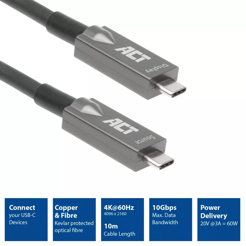 ACT USB-C 3.2 Gen2 aktiivne optiline kaabel 7,5 m USB 3.2 Gen 2 10 Gbit/s