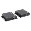 Manhattan 1080p HDMI KVM üle IP pikenduskomplekt, pikendab 1080p@60Hz signaali kuni 120 m ühe Cat6 Etherneti kaabli või IP-toega võrgu kaudu, saatja ja vastuvõtja, USB-A pordid arvuti/hiire/klaviatuuri jaoks, must, kolmeaastane garantii