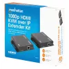 Manhattan 1080p HDMI KVM üle IP pikenduskomplekt, pikendab 1080p@60Hz signaali kuni 120 m ühe Cat6 Etherneti kaabli või IP-toega võrgu kaudu, saatja ja vastuvõtja, USB-A pordid arvuti/hiire/klaviatuuri jaoks, must, kolmeaastane garantii