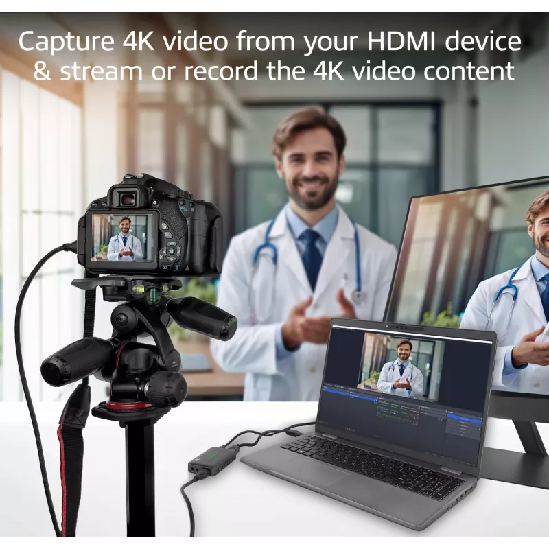 ACT USB-C Video Capture Card, HDMI 4K@60Hz läbipääs, 4K@30Hz püüdmine