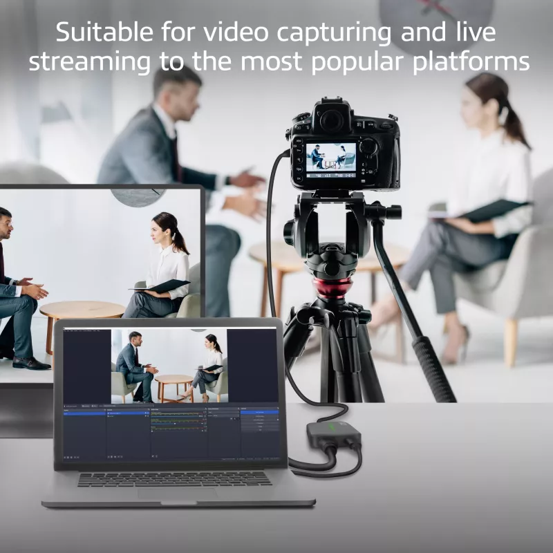 ACT USB-C Video Capture Card, HDMI 4K@60Hz läbipääs, 4K@30Hz püüdmine