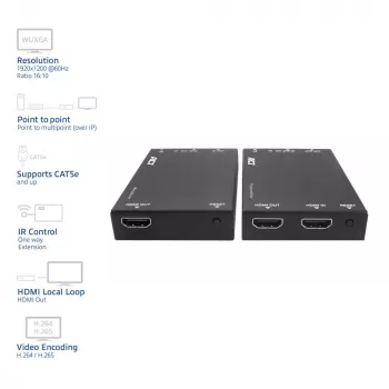 HDMI üle CAT pikenduskomplekt ACT AC7852 — HDMI signaali edastus kuni 150 m üle CAT5e