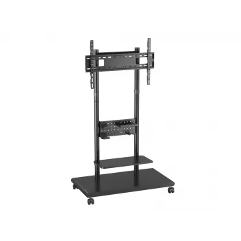 Mobiilne telerikäru EQUIP 50 tolli – 90 tolli, perforeeritud riiuliga, VESA 200x200–600x400, 60 kg, must