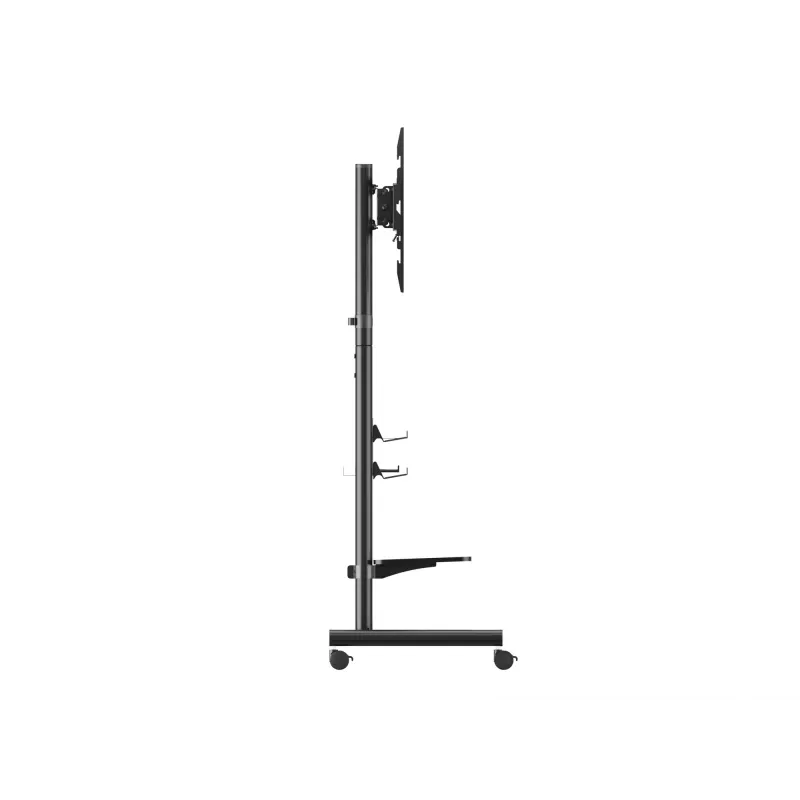 Mobiilne telerikäru EQUIP 50 tolli – 90 tolli, perforeeritud riiuliga, VESA 200x200–600x400, 60 kg, must