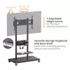 Mobiilne telerikäru EQUIP 50 tolli – 90 tolli, perforeeritud riiuliga, VESA 200x200–600x400, 60 kg, must