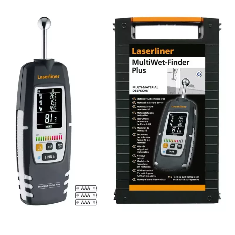 Laserliner MultiWet-Finder Plus elektrooniline hügromeeter must valge digitaalne ekraan