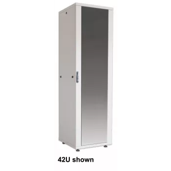 Intellinet 19-tolline võrgukapp – eraldiseisev (Basic), 42U, 600x800mm (laius x sügavus), hall, lamedalt pakituna, max 600kg, ühepunktine ukselukk, üks lukk külgpaneelil, kasutatav sügavus 123 kuni 573mm, riiul, IP20, teras